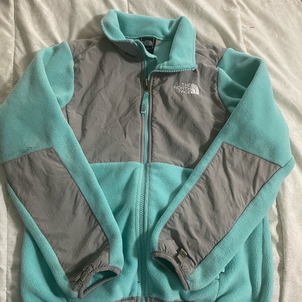 The North Face Aqua and Gray Fleece Jacket